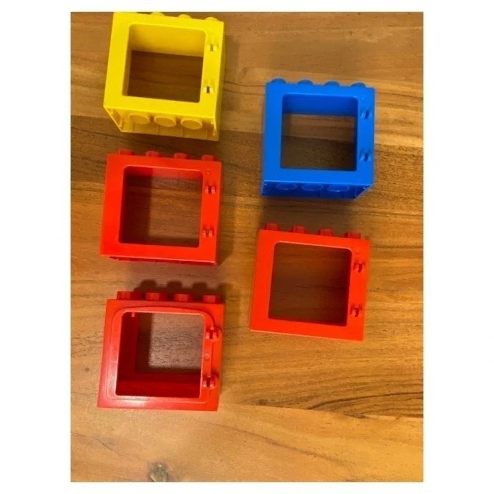 Lego Duplo Window Door Frame Lot 7pc Red Yellow Blue Building Blocks 2x2x2 61649